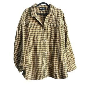 White Birch Houndstooth Blazer in Black and Tan Jacket Shirt Size XL